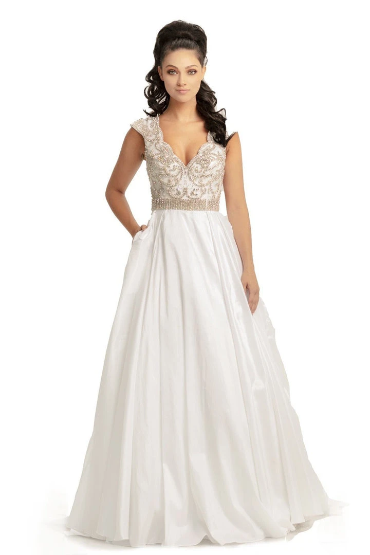Formal Gowns Johnathan Kayne - 9081 Beaded V-Neck Cap Sleeves Ballgown 3 Formal Gowns Johnathan Kayne - 9081 Beaded V-Neck Cap Sleeves Ballgown