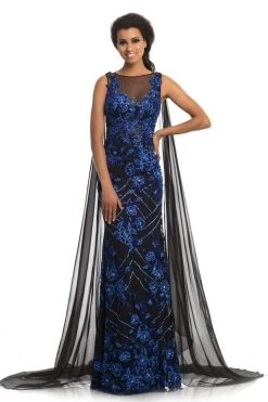 Johnathan Kayne - 9085 Embroidered Illusion Bateau Trumpet Dress