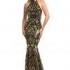 Johnathan Kayne - 9086 Sequin Print High Neck Mermaid Gown