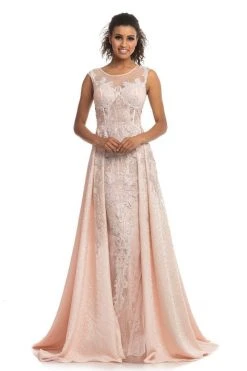 Johnathan Kayne - 9096 Beaded Embroidery Gown With Overskirt