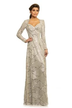 Johnathan Kayne - 9250 Queen Anne Long Sleeves Column Gown