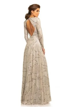 Johnathan Kayne - 9250 Queen Anne Long Sleeves Column Gown