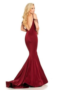 Formal Gowns Johnathan Kayne Crystal Draped Plunging Mermaid Gown