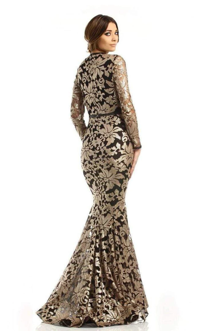 Johnathan Kayne - Sequined Plunging V-neck Mermaid Gown 6113 - 1 Pc Gold/Black In Size 4 Available Formal Gowns 7 Johnathan Kayne - Sequined Plunging V-neck Mermaid Gown 6113 - 1 Pc Gold/Black In Size 4 Available Formal Gowns