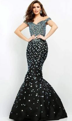 Formal Gowns Jovani - 00699 Beaded Off Shoulder Mermaid Gown