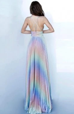 Jovani - 02285 V-Neckline Pleated A-Line Dress Formal Gowns 6 Jovani - 02285 V-Neckline Pleated A-Line Dress Formal Gowns