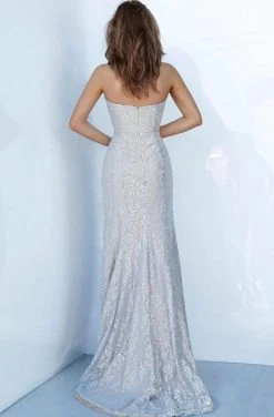 Jovani - 02454 Metallic Lace Sweetheart Trumpet Dress Formal Gowns 7 Jovani - 02454 Metallic Lace Sweetheart Trumpet Dress Formal Gowns