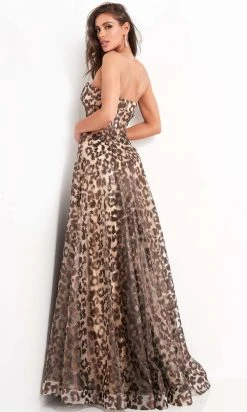 Jovani - 04697 Strapless Animal Print Corset Gown Formal Gowns