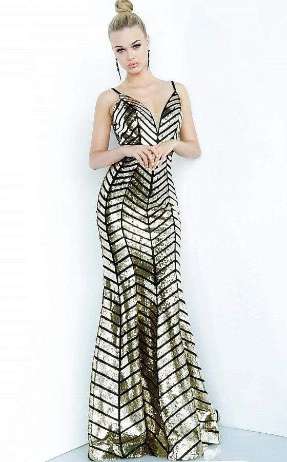 Formal Gowns Jovani - 2244 Geometric Sequin Plunging V-Neck Gown 5 Formal Gowns Jovani - 2244 Geometric Sequin Plunging V-Neck Gown
