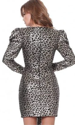 Jovani - 3168 Puff Long Sleeve Animal Print Sheath Dress Cocktail Dresses 10 Jovani - 3168 Puff Long Sleeve Animal Print Sheath Dress Cocktail Dresses