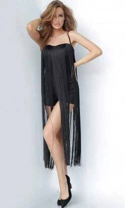 Cocktail Dresses Jovani - 3342 Fringe Semi-Sweetheart Romper Dress