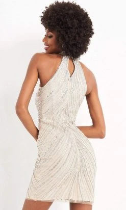 Jovani - 3834 Embellished Halter Neck Cocktail Dress Cocktail Dresses 8 Jovani - 3834 Embellished Halter Neck Cocktail Dress Cocktail Dresses