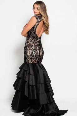 Jovani - 52086 Lace Jewel Neck Tiered Trumpet Dress Formal Gowns 6 Jovani - 52086 Lace Jewel Neck Tiered Trumpet Dress Formal Gowns