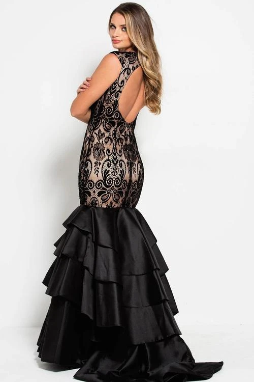 Jovani - 52086 Lace Jewel Neck Tiered Trumpet Dress Formal Gowns 4 Jovani - 52086 Lace Jewel Neck Tiered Trumpet Dress Formal Gowns