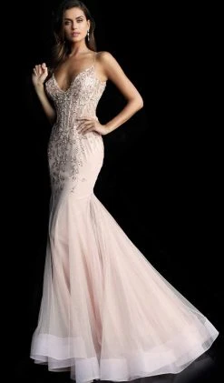 Jovani - 63704 Corset V Neck Spaghetti Strap Mermaid Prom Dress Formal Gowns