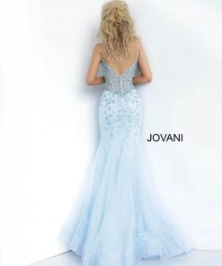 Jovani - 63704 Corset V Neck Spaghetti Strap Mermaid Prom Dress Formal Gowns