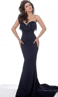 Formal Gowns Jovani - 63892 Strapless Feather-Fringed Long Mermaid Gown 7 Formal Gowns Jovani - 63892 Strapless Feather-Fringed Long Mermaid Gown