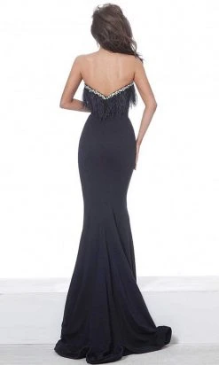 Formal Gowns Jovani - 63892 Strapless Feather-Fringed Long Mermaid Gown 6 Formal Gowns Jovani - 63892 Strapless Feather-Fringed Long Mermaid Gown