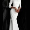 Jovani - 67662 Quarter Length Sleeve Bateau Trumpet Dress Formal Gowns 2 Jovani - 67662 Quarter Length Sleeve Bateau Trumpet Dress Formal Gowns