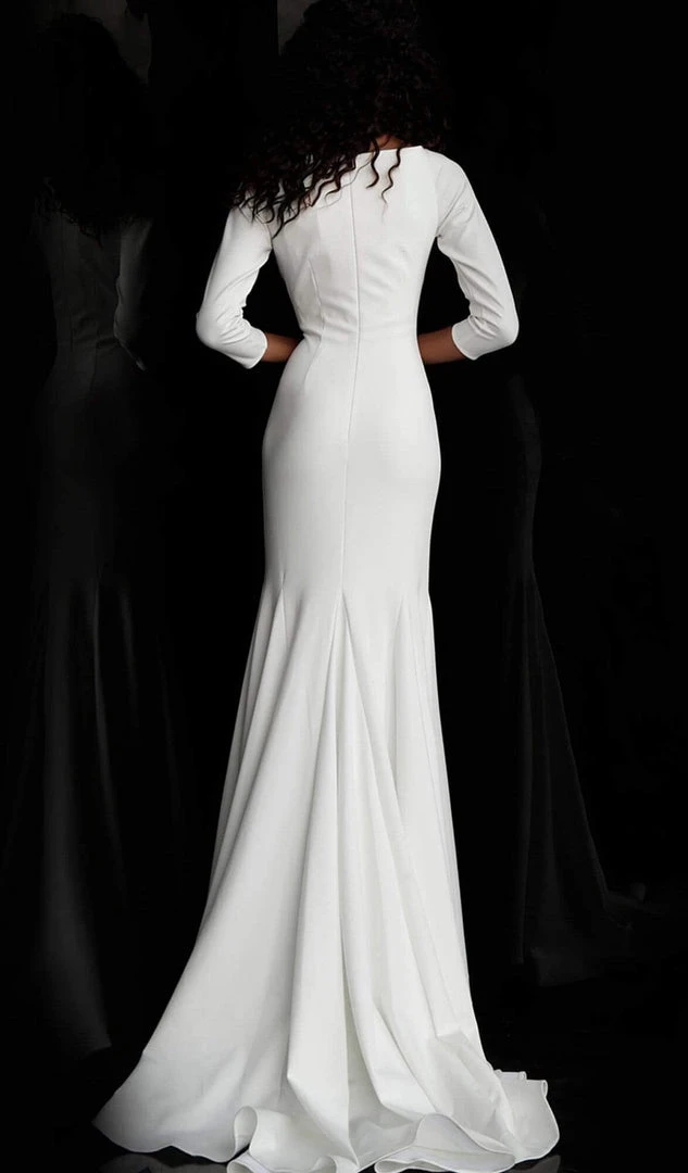 Jovani - 67662 Quarter Length Sleeve Bateau Trumpet Dress Formal Gowns 4 Jovani - 67662 Quarter Length Sleeve Bateau Trumpet Dress Formal Gowns