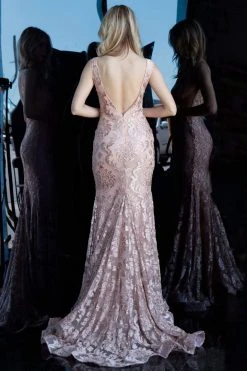 Jovani - 68445 Sleeveless V Back Lace Plunging Neckline Evening Dress Formal Gowns