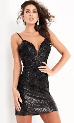 Cocktail Dresses Jovani - Backless Sequin Cocktail Dress 05282SC - 1 Pc Black In Size 2 Available