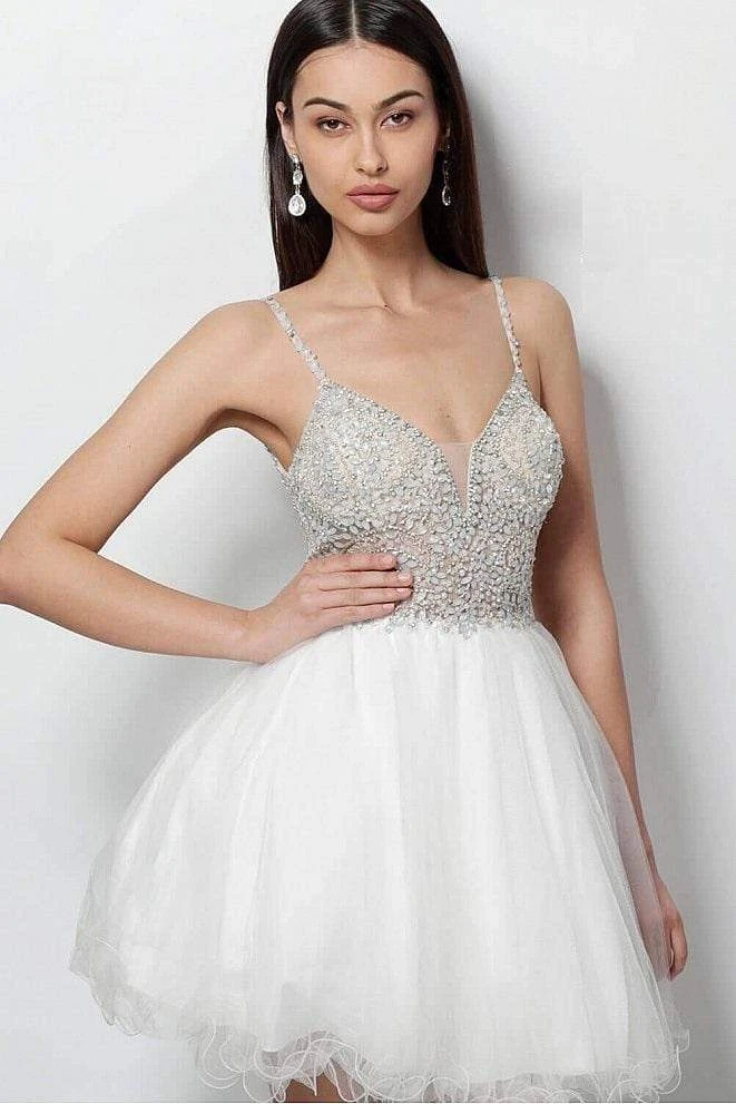 JVN By Jovani Cocktail Dresses Jovani - Bead Embellished V-neck Tulle Fit And Flare Dress JVN47550 5 JVN By Jovani Cocktail Dresses Jovani - Bead Embellished V-neck Tulle Fit And Flare Dress JVN47550