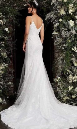 Jovani Bridal - JB03909 Thin Strap Beaded Wedding Gown Formal Gowns