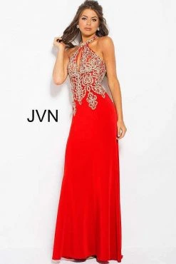 JVN By Jovani Jovani - Halter Fitted Embellished Bodice Long Dress JVN33691