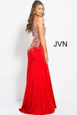 JVN By Jovani Jovani - Halter Fitted Embellished Bodice Long Dress JVN33691