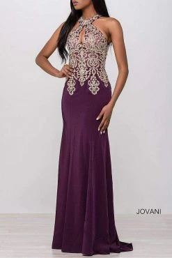 JVN By Jovani Jovani - Halter Fitted Embellished Bodice Long Dress JVN33691