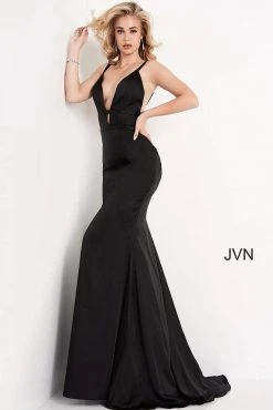 JVN By Jovani Jovani - JVN02044 Deep V-neck Trumpet Dress With Cutouts And Train 10 JVN By Jovani Jovani - JVN02044 Deep V-neck Trumpet Dress With Cutouts And Train