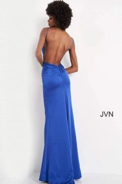 JVN By Jovani Jovani - JVN02048 Long V-Neck Satin Mermaid Gown