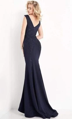 JVN By Jovani Jovani - JVN02310 Embroidered Plunging V Neck Trumpet Dress 6 JVN By Jovani Jovani - JVN02310 Embroidered Plunging V Neck Trumpet Dress