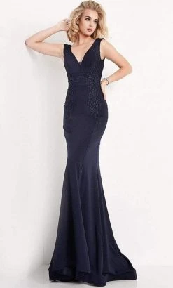 JVN By Jovani Jovani - JVN02310 Embroidered Plunging V Neck Trumpet Dress 7 JVN By Jovani Jovani - JVN02310 Embroidered Plunging V Neck Trumpet Dress