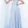 JVN By Jovani Jovani - JVN03111 Illusion Deep V-Neck Sleeveless A-Line Lace Gown