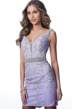 JVN By Jovani Jovani - JVN1102 Lace Applique Off Shoulder Fitted Cocktail Dress Cocktail Dresses 10 JVN By Jovani Jovani - JVN1102 Lace Applique Off Shoulder Fitted Cocktail Dress Cocktail Dresses