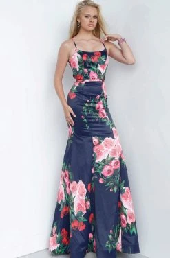 JVN By Jovani Jovani - JVN1110 Floral Print Square Trumpet Gown Formal Gowns