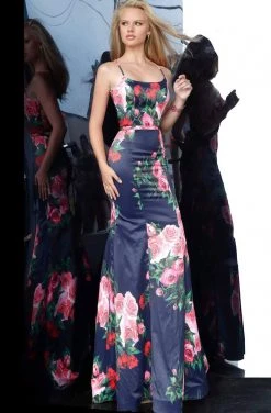 JVN By Jovani Jovani - JVN1110 Floral Print Square Trumpet Gown Formal Gowns 7 JVN By Jovani Jovani - JVN1110 Floral Print Square Trumpet Gown Formal Gowns