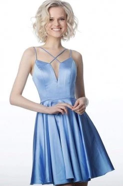 JVN By Jovani Cocktail Dresses Jovani - JVN2276 V Neck Sleeveless Satin Cocktail Dress