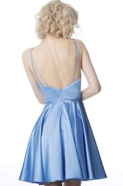 JVN By Jovani Cocktail Dresses Jovani - JVN2276 V Neck Sleeveless Satin Cocktail Dress