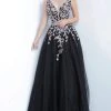 JVN By Jovani Jovani - JVN2302 Embroidered Applique Plunging V-Neck Gown 1 JVN By Jovani Jovani - JVN2302 Embroidered Applique Plunging V-Neck Gown
