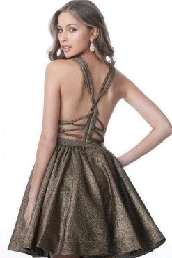 JVN By Jovani Jovani - JVN2364 Sleeveless Plunging V-neck A-line Dress Cocktail Dresses
