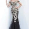 JVN By Jovani Formal Gowns Jovani - JVN3907 Lace Appliqued Tulle Mermaid Dress 1 JVN By Jovani Formal Gowns Jovani - JVN3907 Lace Appliqued Tulle Mermaid Dress