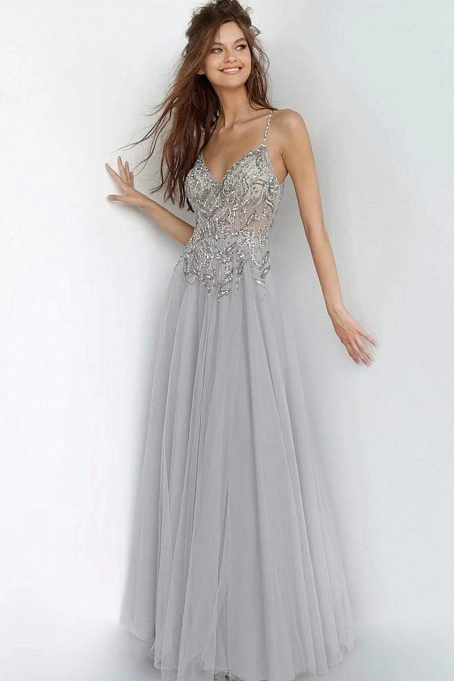 JVN By Jovani Formal Gowns Jovani - JVN4396 Embellished Plunging V-neck Ballgown 3 JVN By Jovani Formal Gowns Jovani - JVN4396 Embellished Plunging V-neck Ballgown