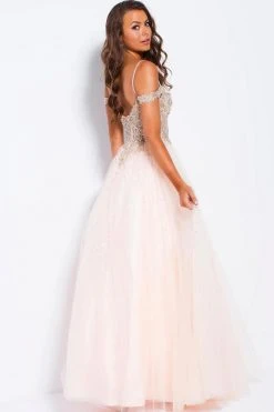 JVN By Jovani Jovani - JVN58403 Scalloped Off-Shoulder Ornate Ballgown