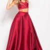 JVN By Jovani Jovani - JVN59636 Lace-Up Back Two-Piece Mikado Ballgown