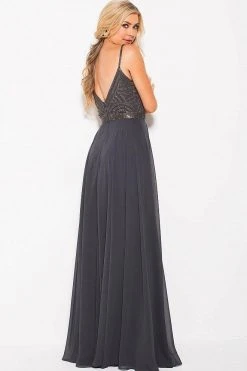 JVN By Jovani Formal Gowns Jovani - JVN60599 Embellished Deep V-neck A-line Dress 5 JVN By Jovani Formal Gowns Jovani - JVN60599 Embellished Deep V-neck A-line Dress