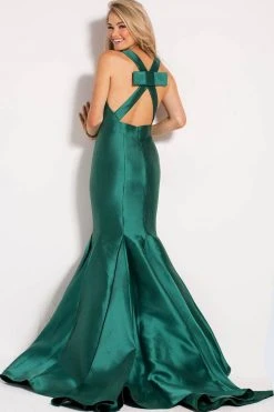 JVN By Jovani Jovani - JVN60917 Plunging V-Neck Ribbon Ornate Mermaid Gown Formal Gowns