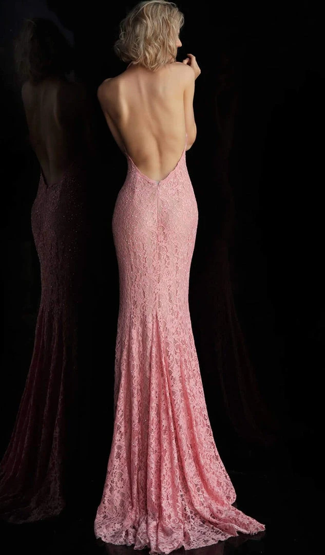 JVN By Jovani Jovani - JVN63391 Fully Lace Deep Halter V-neck Trumpet Dress 5 JVN By Jovani Jovani - JVN63391 Fully Lace Deep Halter V-neck Trumpet Dress